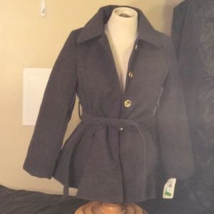 A gray pea coat
